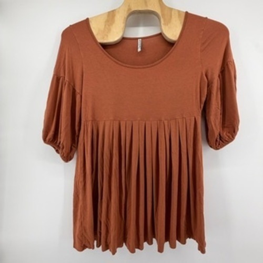 Rachel Pally Rust Orange Puff Sleeve Empire Waist Babydoll Tunic Top 3X